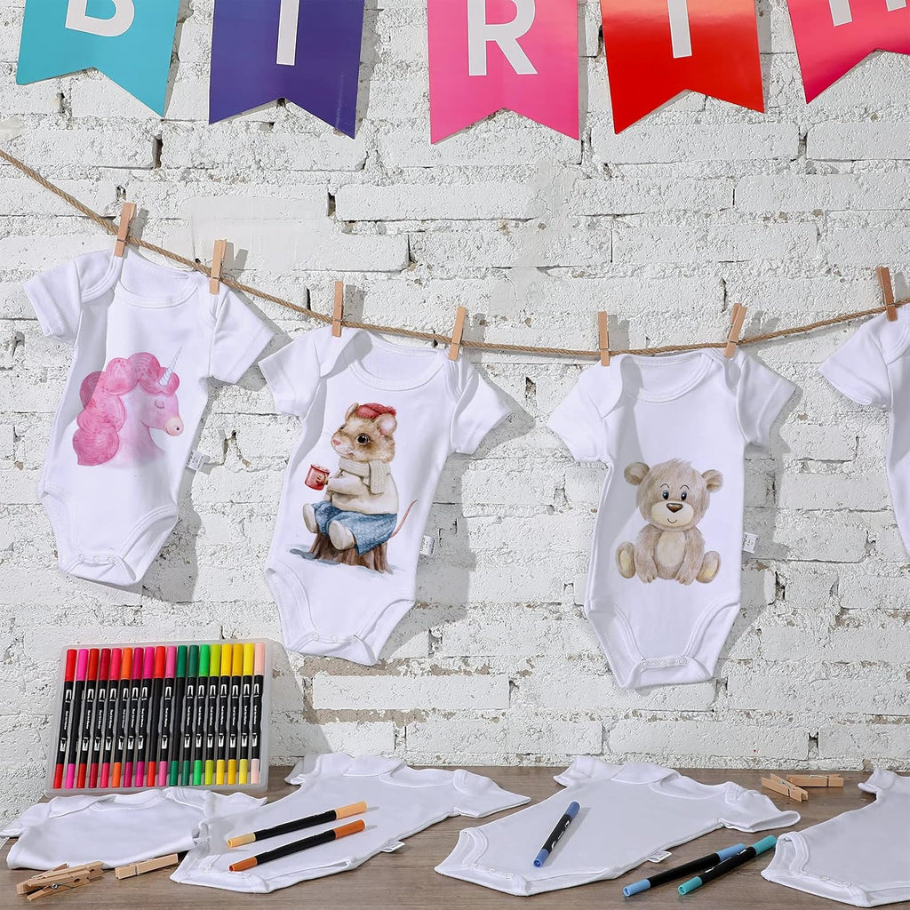 24 Pcs Unisex Baby Bodysuit Cotton Short Sleeve Bodysuits O220
