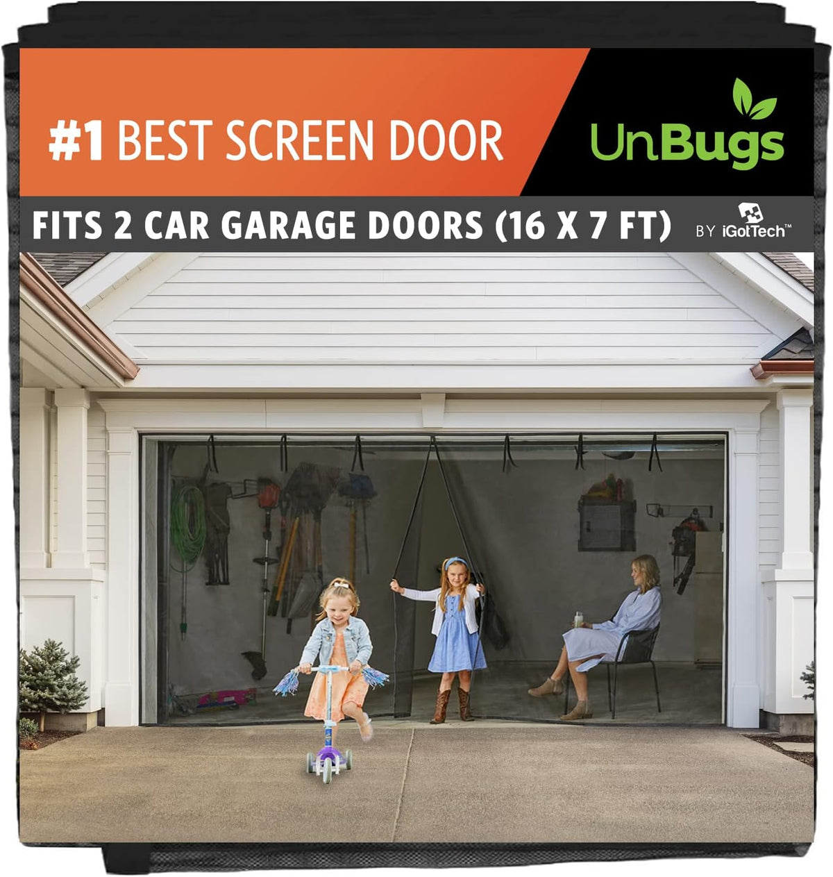 Fiberglass Mesh Magnetic Screen Door for 2 Car Garage U665017