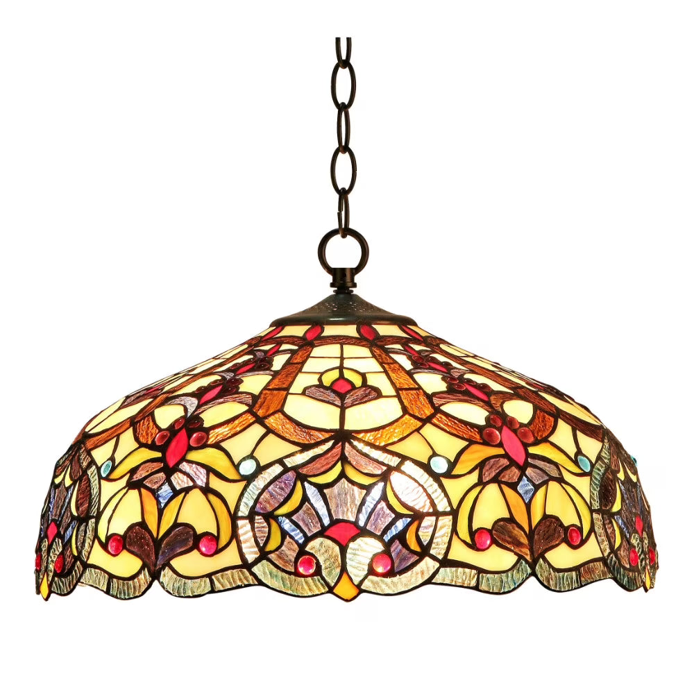 Tiffany-style 2 Light Victorian Ceiling Pendant Fixture C18913