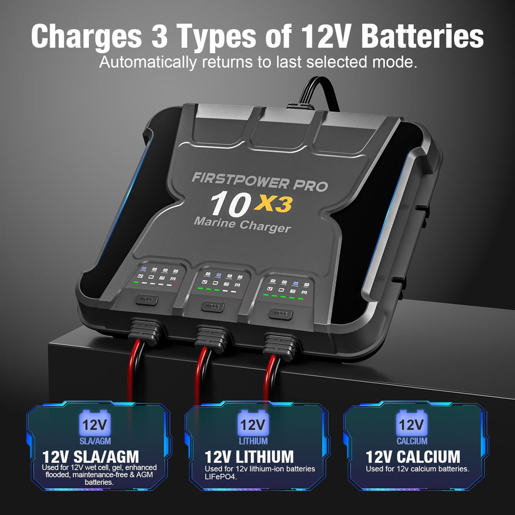 30A 12V Waterproof Onboard Battery Charger for SLA/AGM, Lithium, Calcium & Deep-Cycle Battery Z872872
