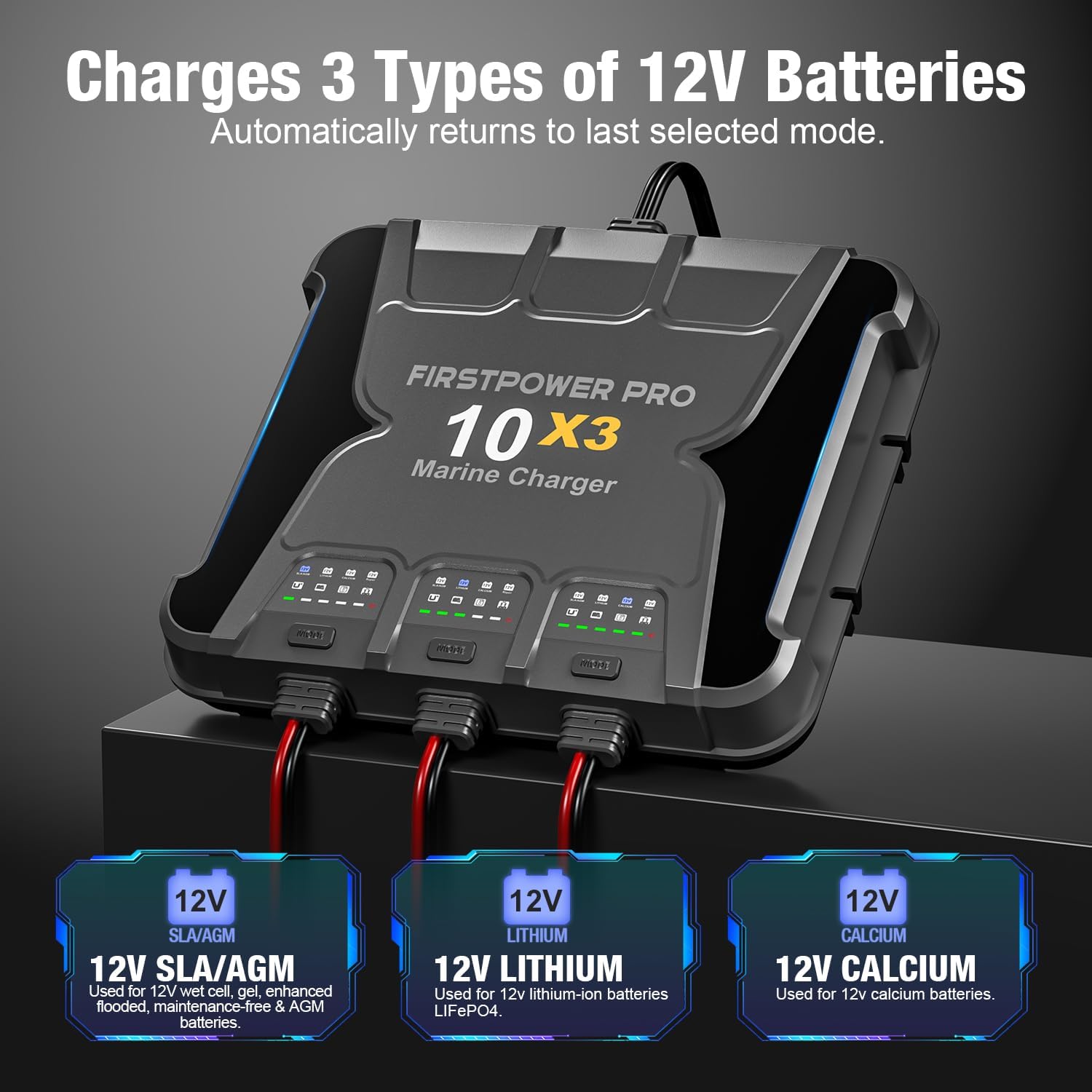 30A 12V Waterproof Onboard Battery Charger for SLA/AGM, Lithium, Calcium & Deep-Cycle Battery Z872872