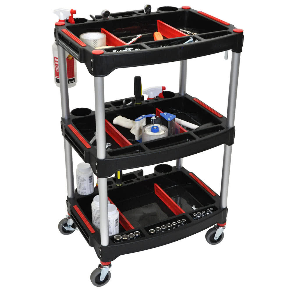 Black/ Red 3-Shelf Multipurpose Cart K705067