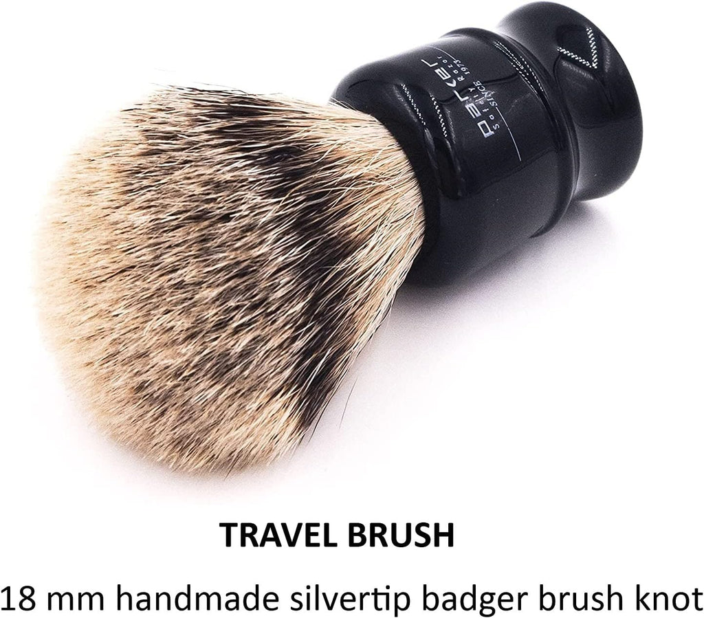 100% Silvertip Travel Shave Brush with Case, Black, Pack of 2 E88232