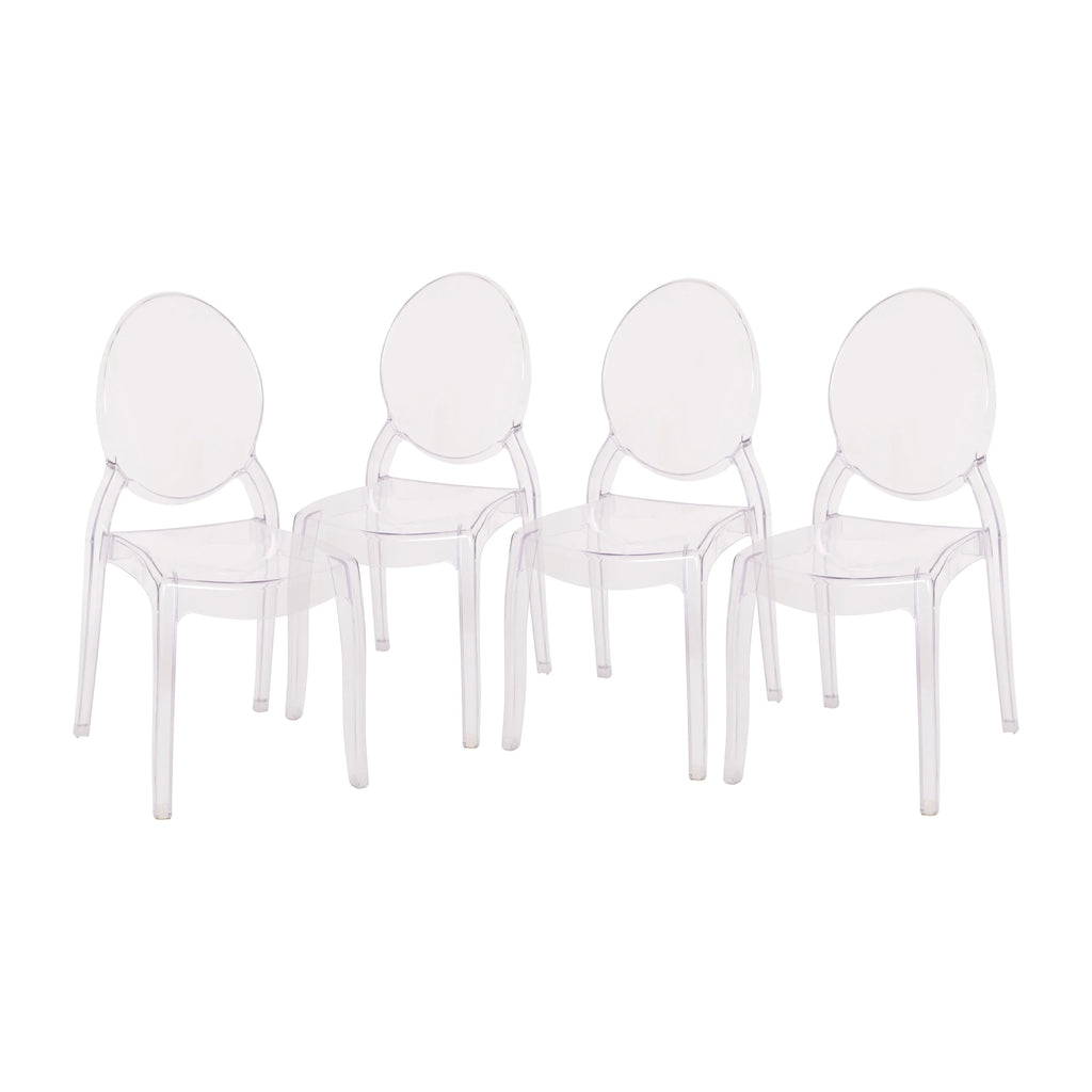 Set of 4 Transparent Resin Ghost Chairs Q673