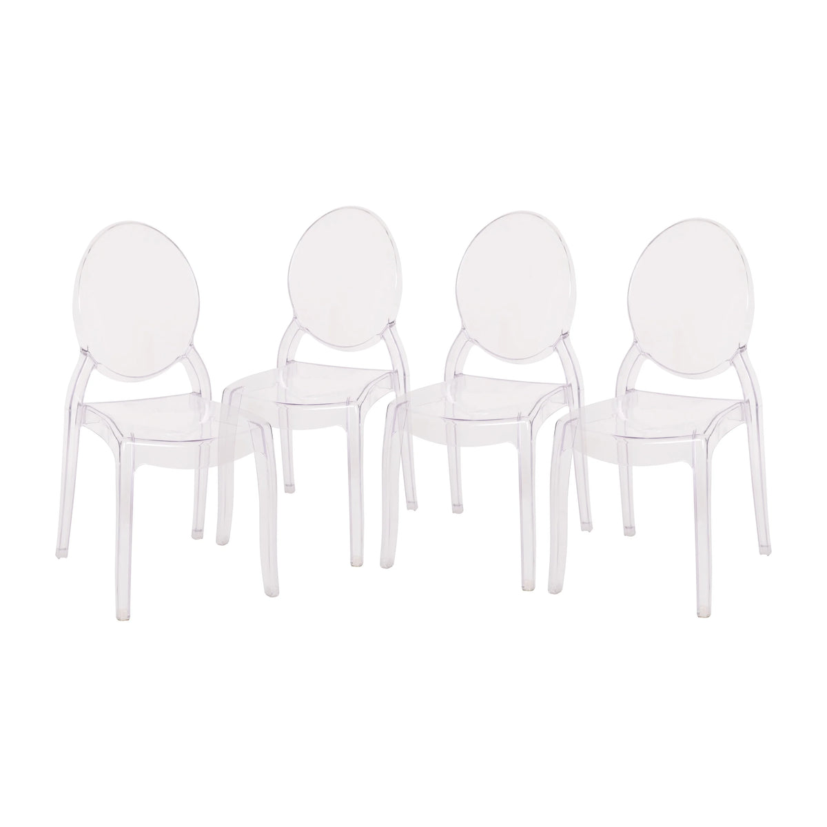 Set of 4 Transparent Resin Ghost Chairs Q673