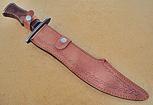 17.2 inch High Carbon Steel Hunting Knife with Rose Wood Handle and Damascus Steel Guard R602376