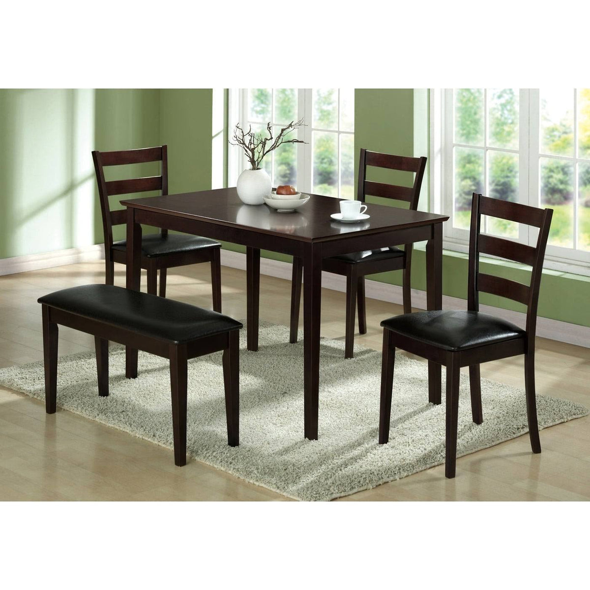 5 Piece Dining Set with Bench and 3 Side Chairs M785