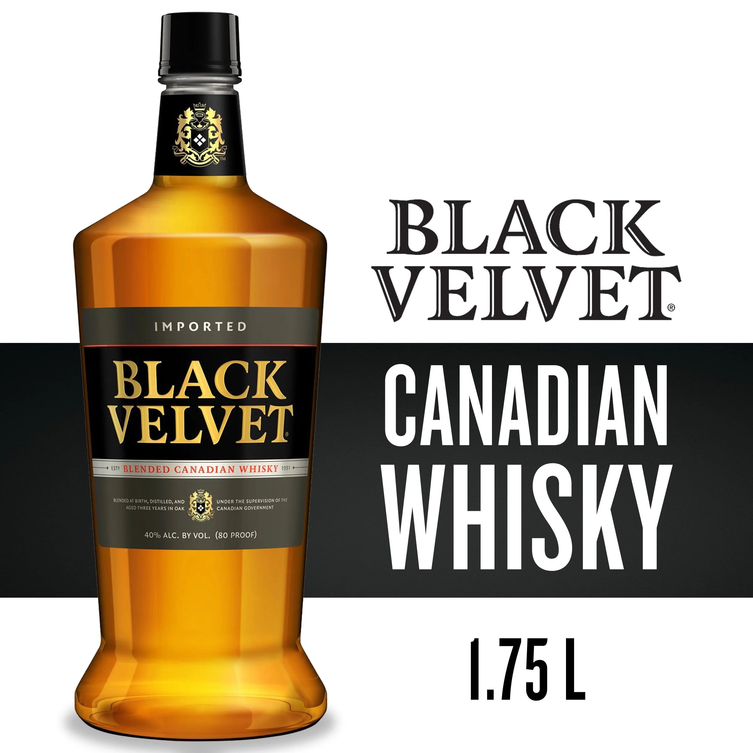 Black Velvet Canadian Whisky Aged 3 YR, 1.75 L PET Bottle, 40% ABV L2181