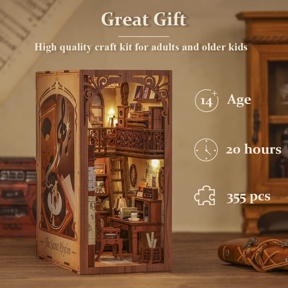 3D Wooden Puzzle Dollhouse Booknook Library Model O844