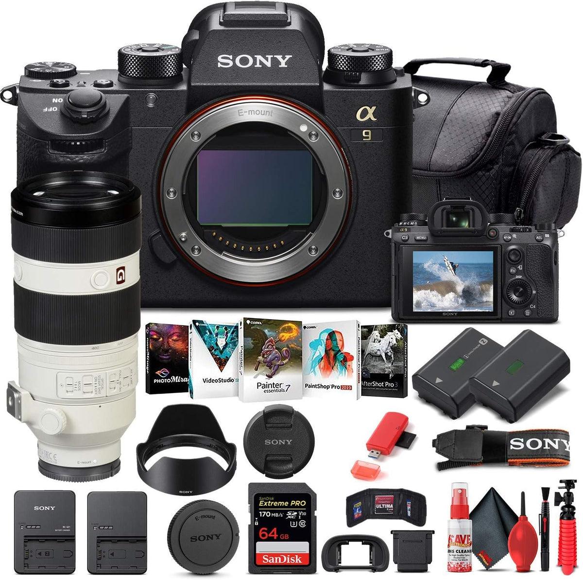 Mirrorless Digital Camera Body Only with 100-400mm Lens, 64GB Memory Card, Battery, Case, Card Reader R14379