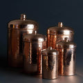 Polished Copper Kitchen Canisters, Five Pieces X920