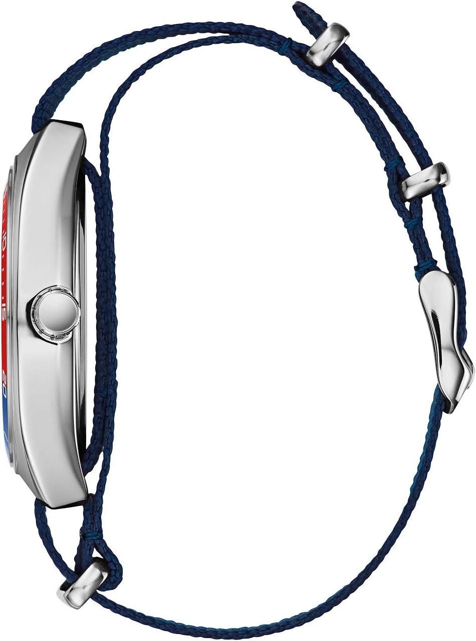 Retro Quartz Mens Watch, Stainless Steel with Blue Nylon Strap, Silver-Tone Y305569