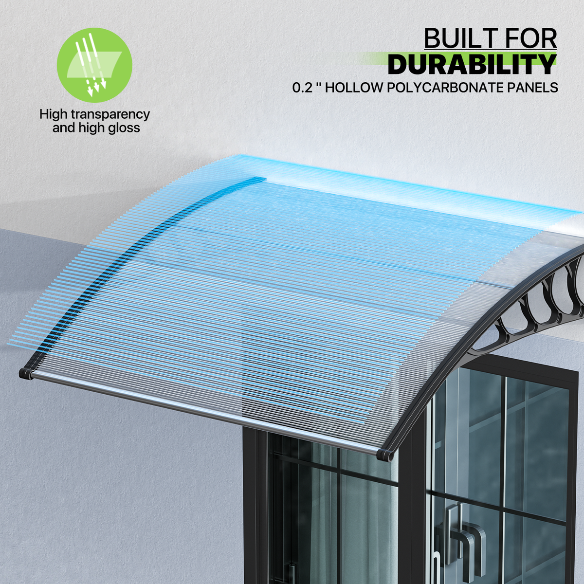 Black Polycarbonate Window Awning and Door Canopy G5405