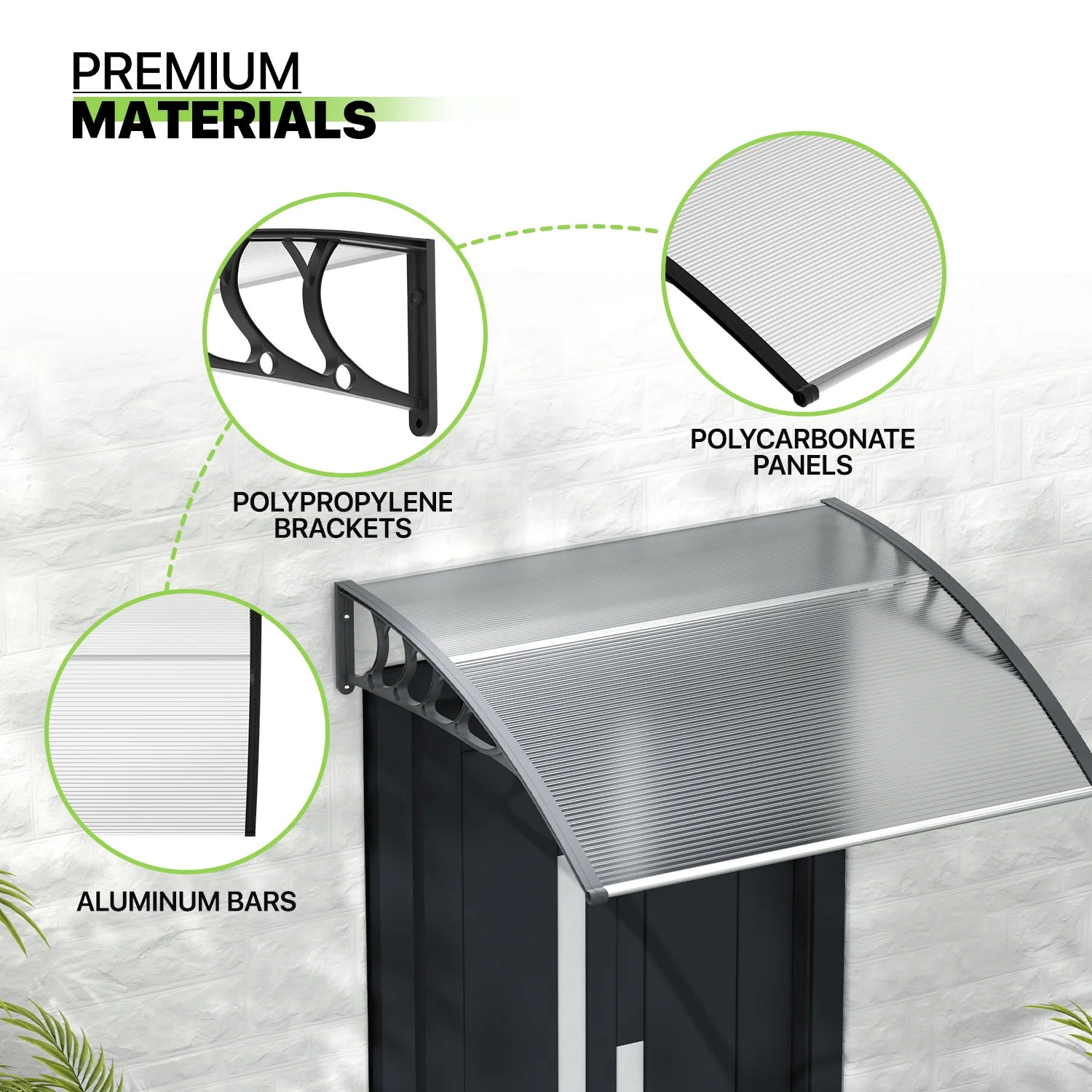 Black Polycarbonate Window Awning and Door Canopy G5405