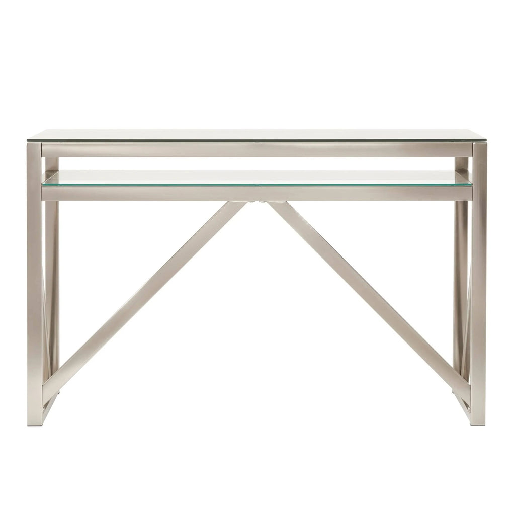 Brushed Nickel Glass Sofa Table S380