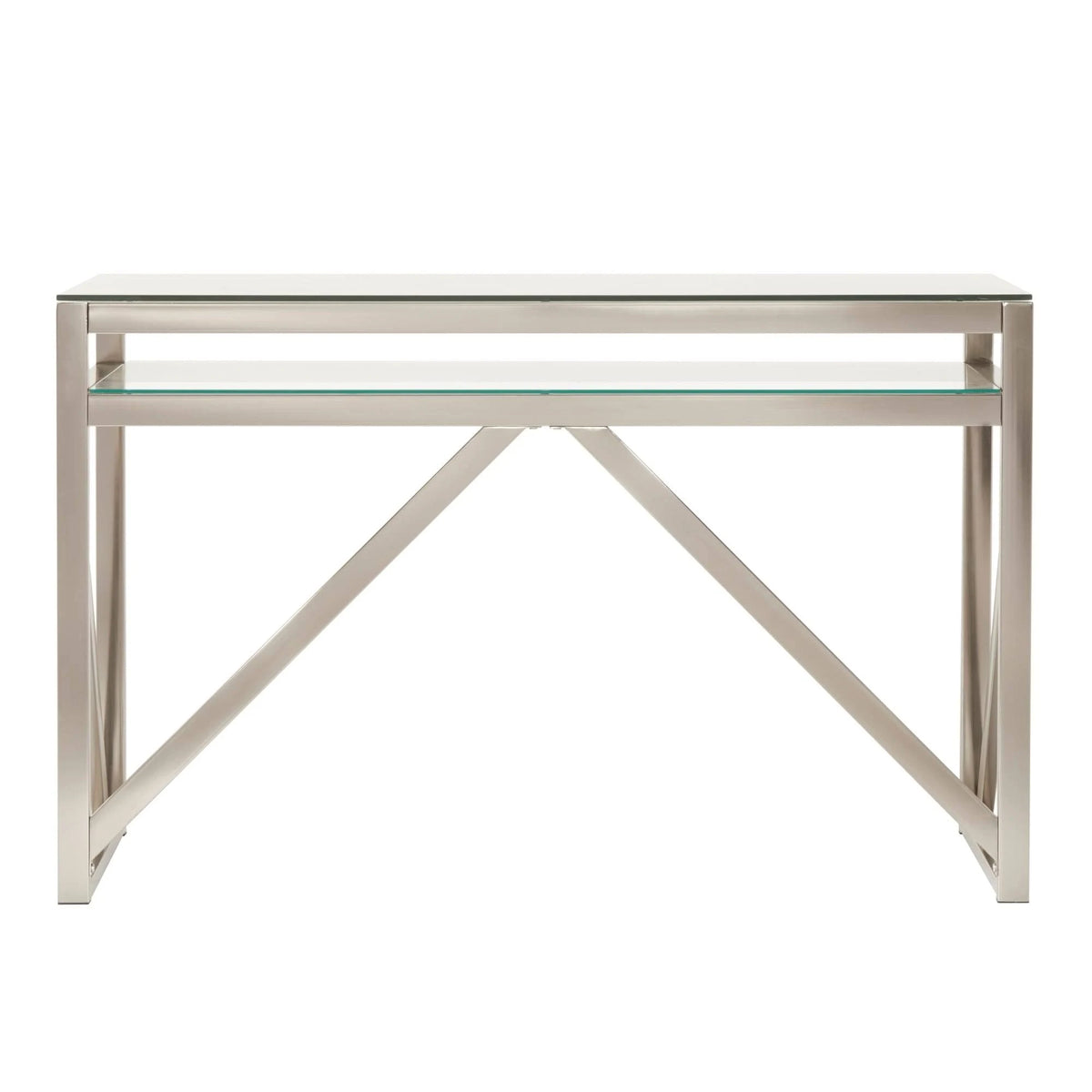 Brushed Nickel Glass Sofa Table S380