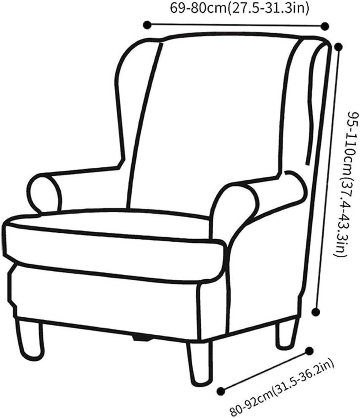 Orange Velvet Stretch Wingback Chair Sofa Slipcover with Elastic Bottom F6711