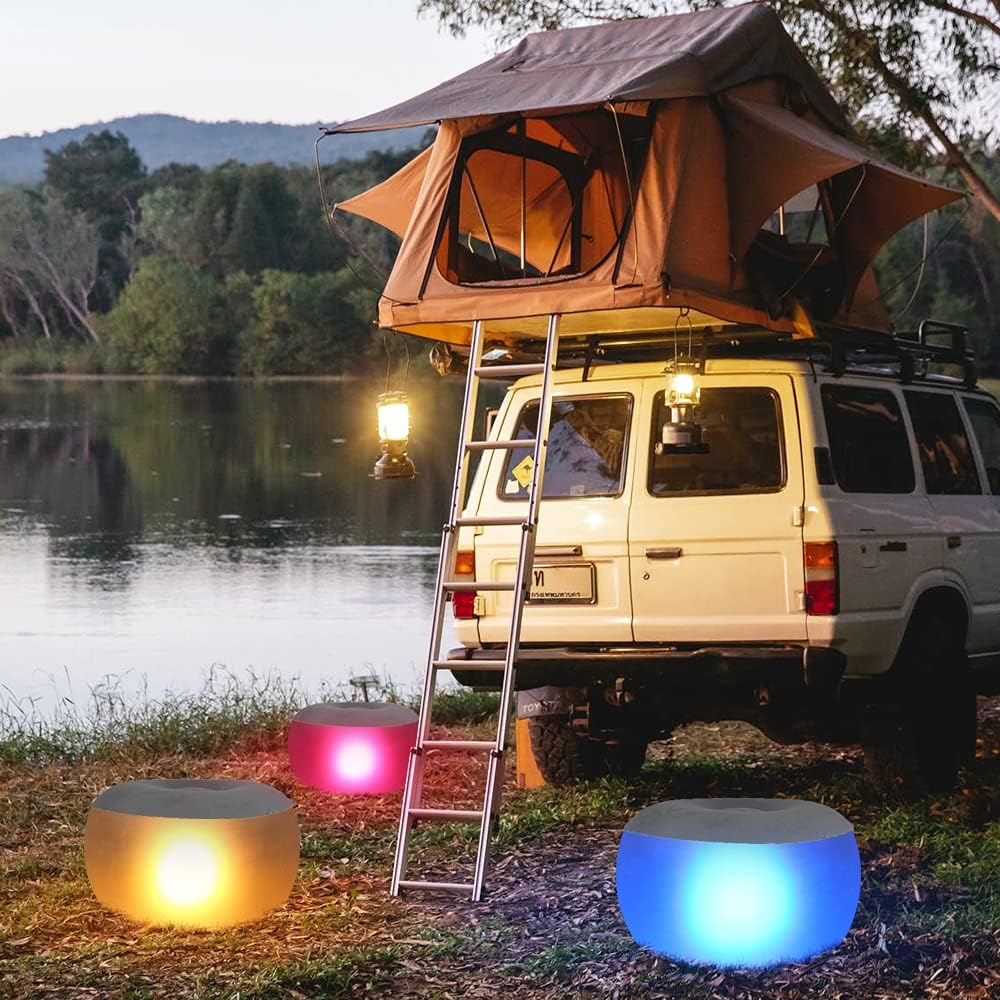 Inflatable Stool Ottoman with Remote Control LED Light and Foot Pump Z276087