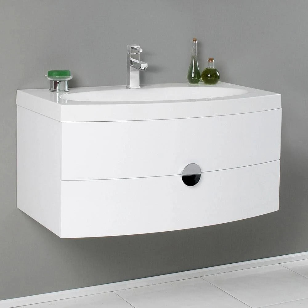 Orange Modern Bathroom Cabinet with Integrated Sink N421