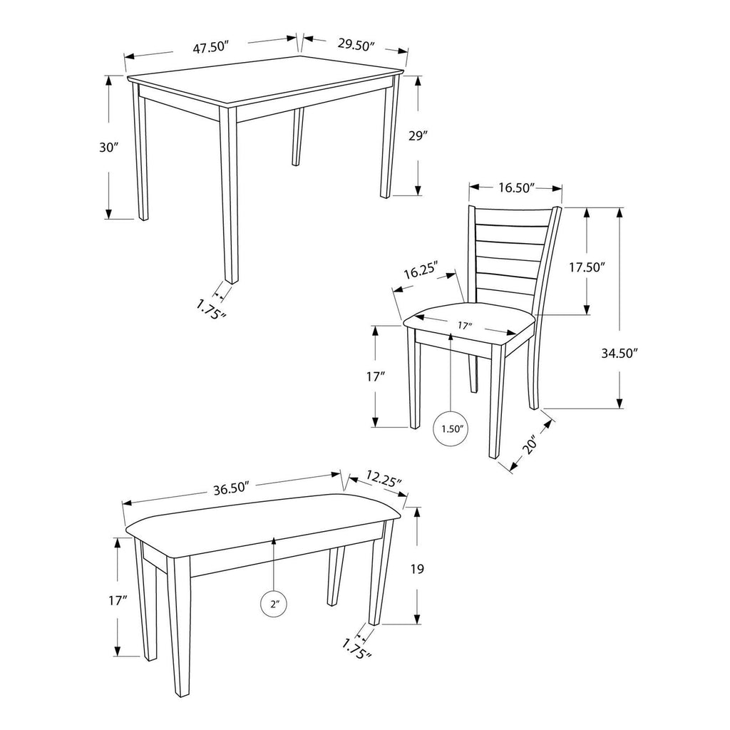 5 Piece Dining Set with Bench and 3 Side Chairs M785