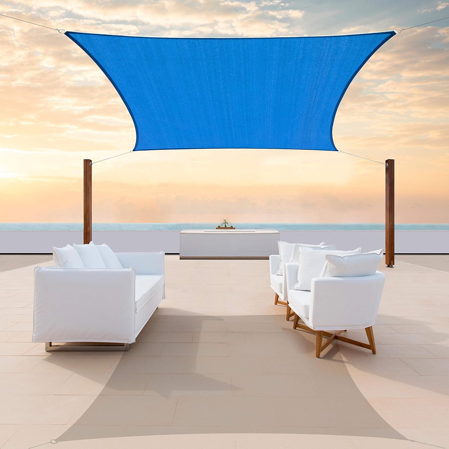 Turquoise Sun Shade Sail Rectangle Pergola Canopy Patio Pack of 2 H32616