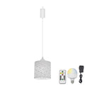 Rechargeable Battery Operated Pendant Light with Sleeve&Round Hook RGB Mode Adjustable Wire Length White Hollow Maple Leaf Shade Dimmable V744923