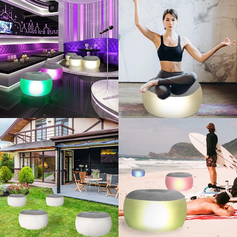 Inflatable Stool Ottoman with Remote Control LED Light and Foot Pump Z276087