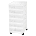 White 6-Drawer Rolling Storage Cart with Organizer Top T6956