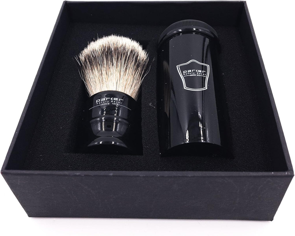 100% Silvertip Travel Shave Brush with Case, Black, Pack of 2 E88232