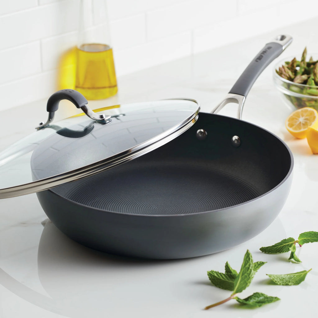 12 inch Hard-Anodized Nonstick Deep Frying Pan with Lid, Gray L882