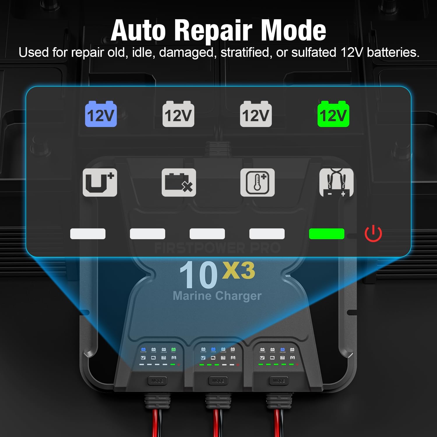 30A 12V Waterproof Onboard Battery Charger for SLA/AGM, Lithium, Calcium & Deep-Cycle Battery Z872872