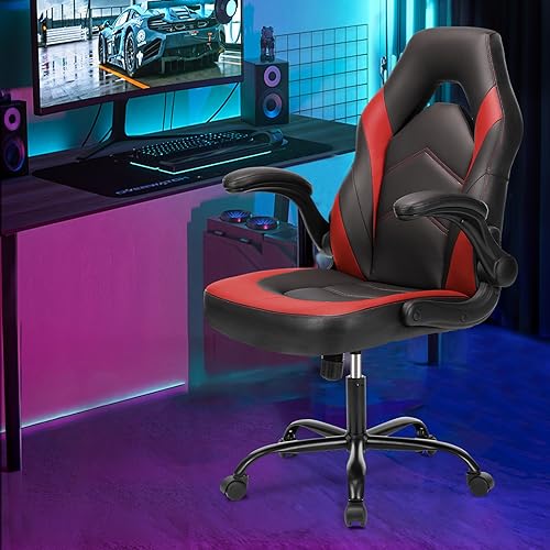 Black Blue Ergonomic PU Leather Swivel Desk Chair G43657