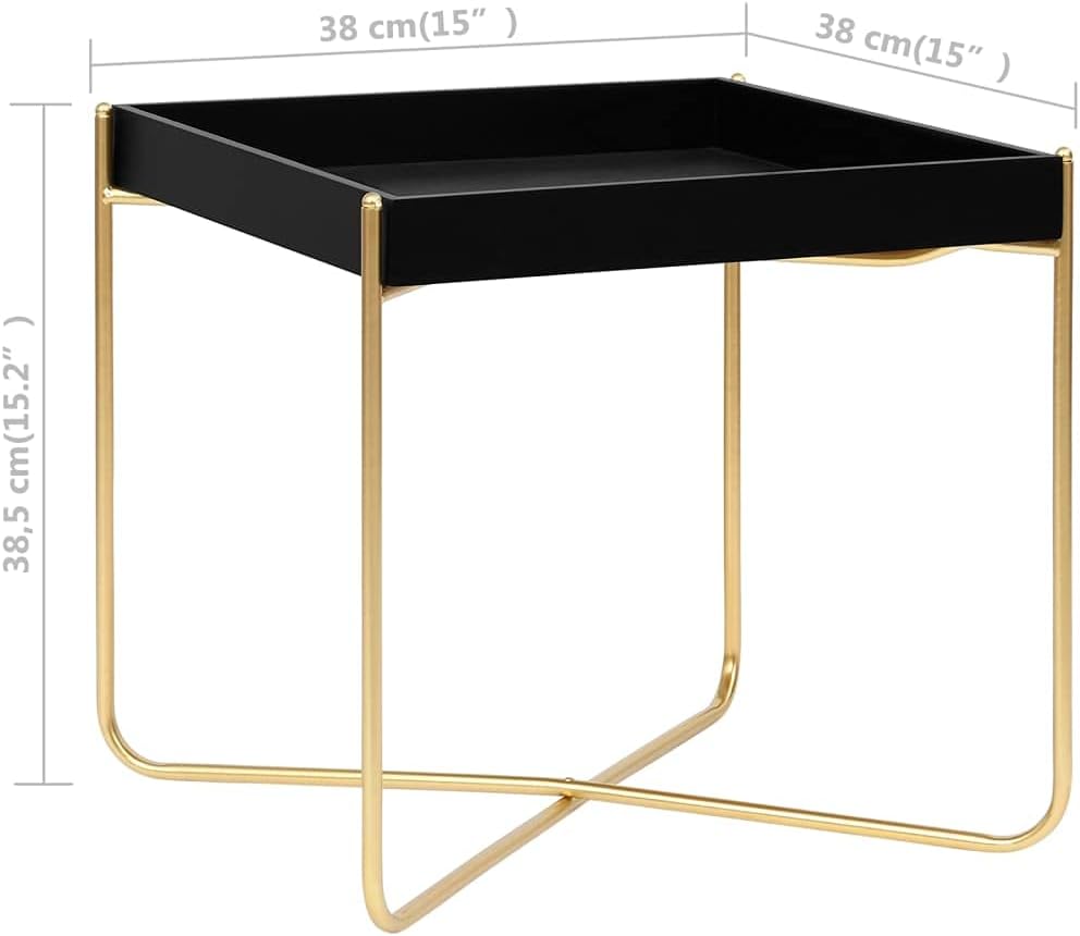 Black and Gold 15"x15"x15.2" MDF Side Table F88888