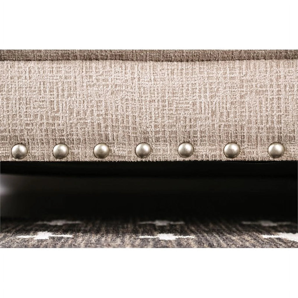 Brown Chenille Nail Head Loveseat M808