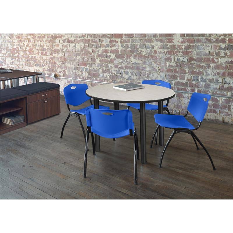 Round Breakroom Table with 4 Stack Chairs L4934