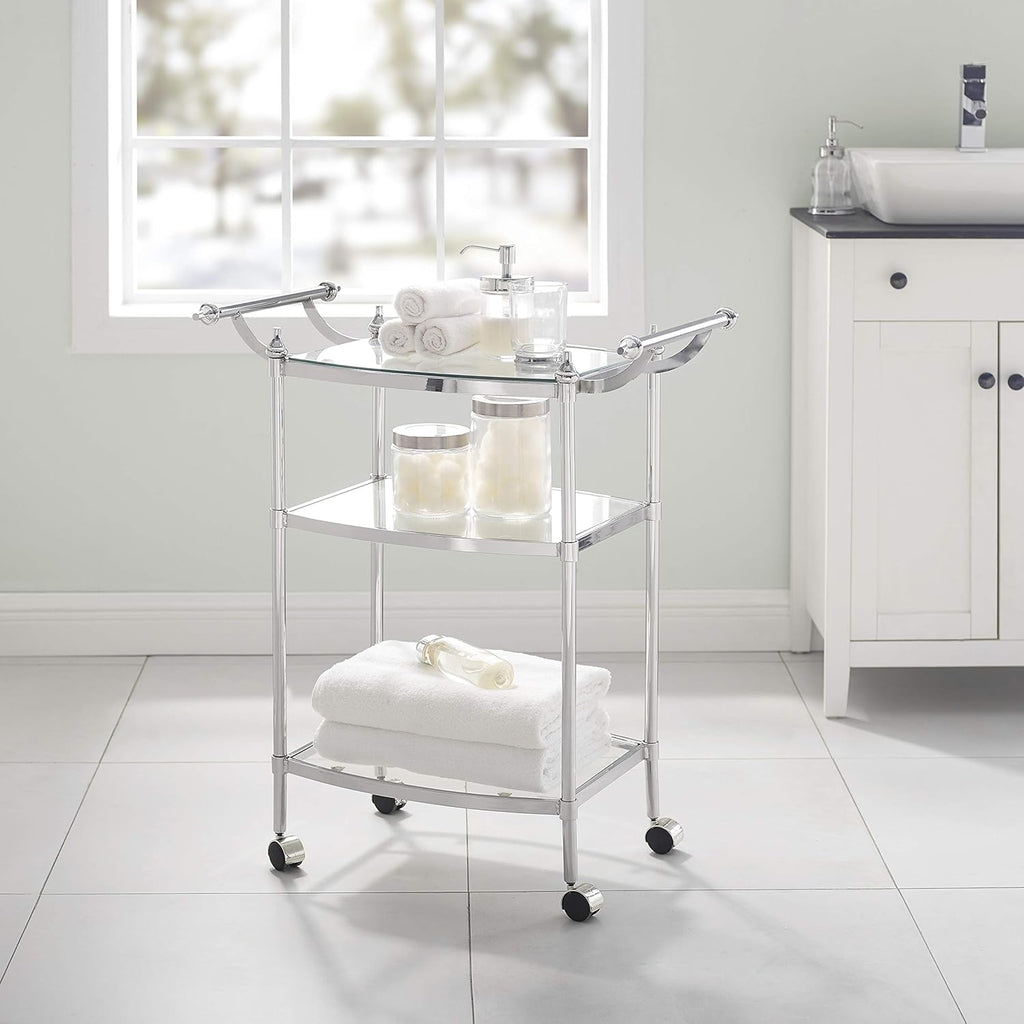 Chrome and Clear Glass Mobile Bar Cart X6640