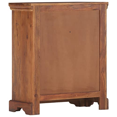 Rustic Sideboard Solid Acacia Wood Brown Two Doors Two Drawers 24.8"x11.8"x29.5" P18702
