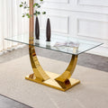 Contemporary Glass Top Rectangular Dining Table with Stainless Steel Base T4923