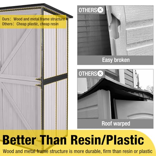 Outdoor Storage Shed with Metal Frame and Adjustable Shelfs (Brown) C32637