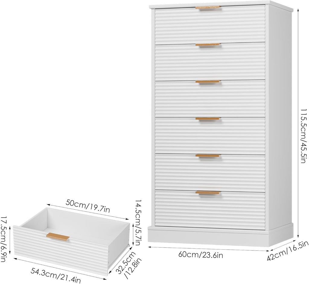 6 Drawer White Dresser Y909