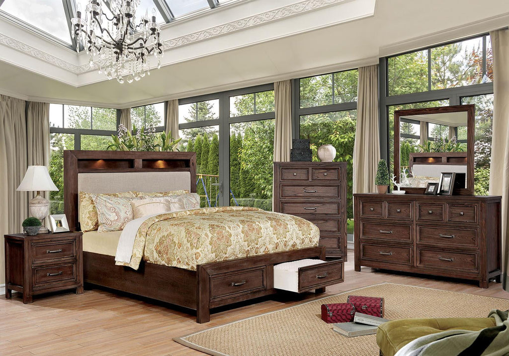 Dark Oak Solid Wood King Bedroom Set 5pcs C4795