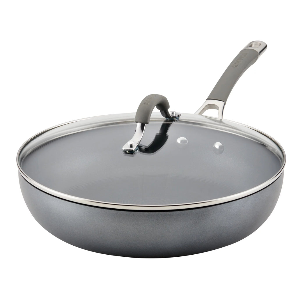 12 inch Hard-Anodized Nonstick Deep Frying Pan with Lid, Gray L882