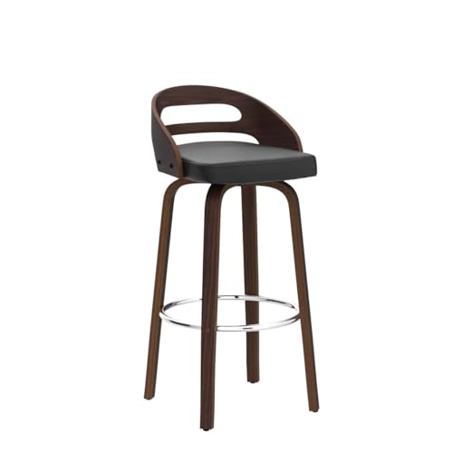 Black Swivel Bar Stools Set of 2, 24.6-Inch Seat Height Y862080