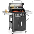 Charcoal and Propane Gas Grill Combo with Side Burner & Porcelain-Enameled Cast Iron Grate, Dual Fuel BBQ Grill, 690 SQIN Cooking Area V109