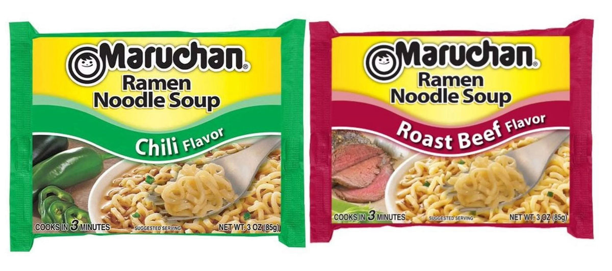 Ramen Chili and Roast Beef Noodles Variety Pack Soup, 3 Oz, 24 Ct G920621