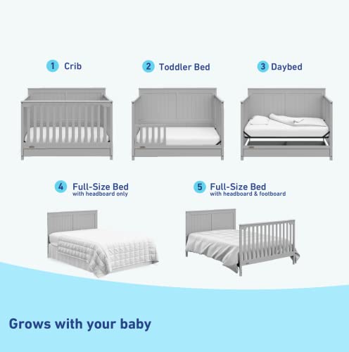 5-in-1 Convertible Crib with Drawer (White) H217409