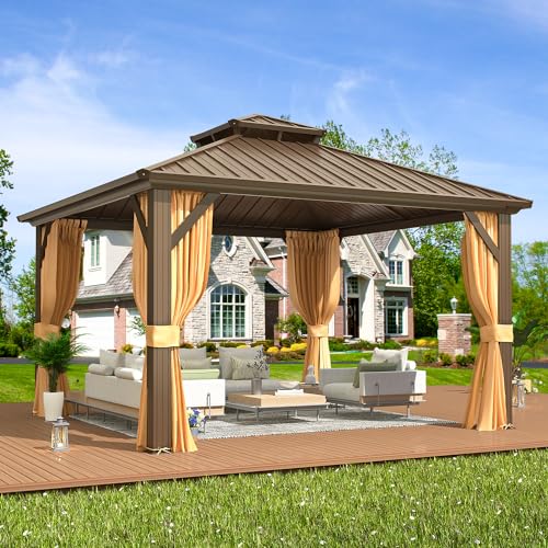10' x 12' Hardtop Gazebo with Aluminum Frame and Galvanized Steel Double Roof R646