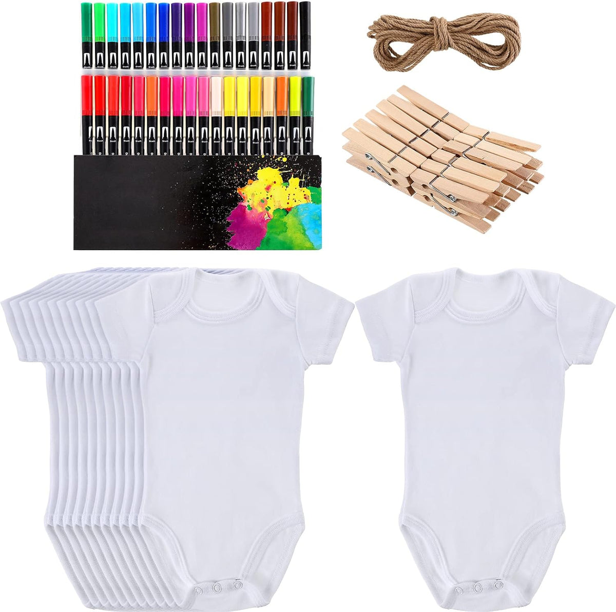 24 Pcs Unisex Baby Bodysuit Cotton Short Sleeve Bodysuits O220