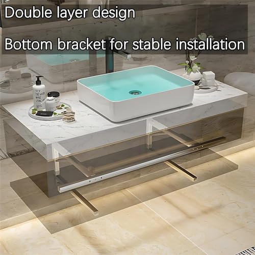 Solid Wood Wall Mounted Bathroom Vanity with Sink and LED Mirror (Single Sink 36") S256154