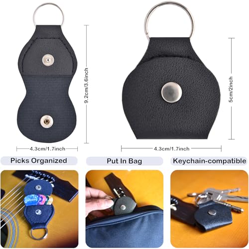 Guitar Accessories Kit with Clip On Tuner, 3 in 1 Capo, 30 Picks, Pick Holder, Leather Plectrum Pouch Keyring & Storage Case D95031